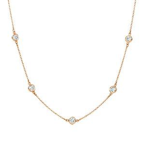 14k Rose Gold Created Diamond Station Necklace 16"